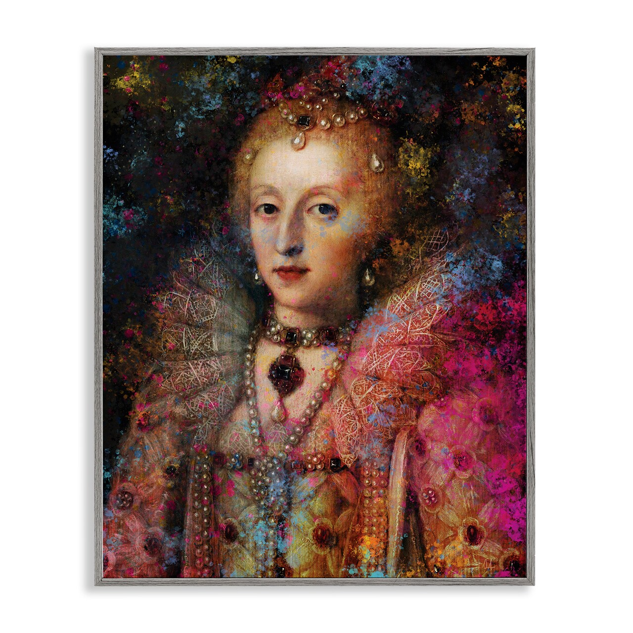 Stupell Industries Dappled Royalty Renaissance Portrait Framed Giclee, design by Sarah Adams